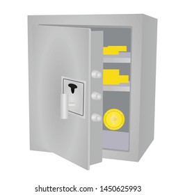 Safe box with ethereum. vector illustration