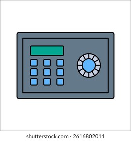 Safe Box Flat design style, blue security safe for storing valuables, ideal for banking, finance, and cybersecurity-related designs
