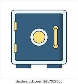 Safe Box Flat design style, metallic safe box with keypad and handle, ideal for security themes banking graphics and investment visuals