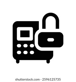 safe box glyph icon. Strong and solid vector icon for websites, mobile interfaces, presentations, and visual branding. High quality and easy to edit.