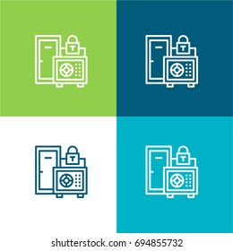 Safe box green and blue material color minimal icon or logo design