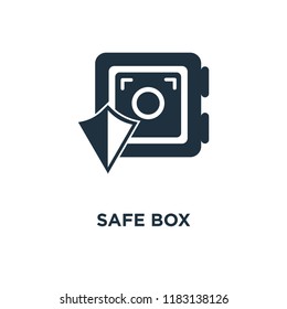 Safe box icon. Black filled vector illustration. Safe box symbol on white background. Can be used in web and mobile.