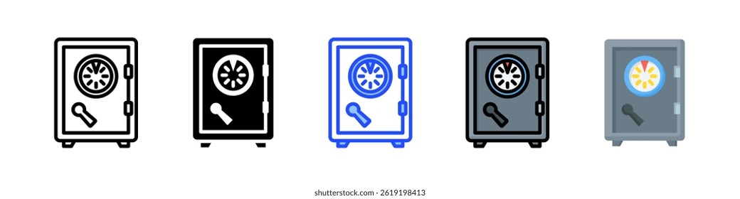 Colección de icono de caja fuerte con múltiples estilos