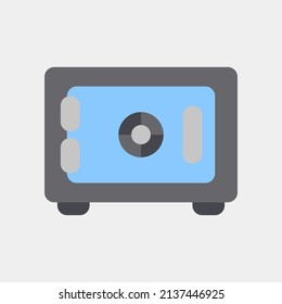 Safe box icon in flat style about currency, use for website mobile app presentation