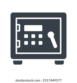 safe box icon of glyph style design vector template