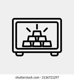 Safe box icon in line style about currency, use for website mobile app presentation