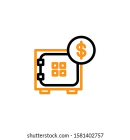 Safe box icon. Line and two colour design template