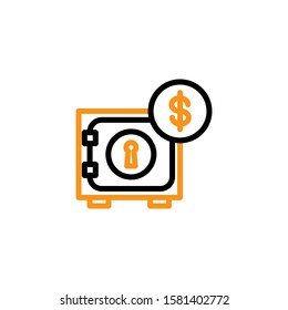 Safe box icon. Line and two colour design template