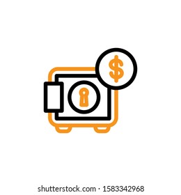 safe box icon. Line and two colour design template