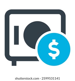Safe Box Icon. Safe Box, Security, Lock, Protection, Storage, Assets, Deposit, Secure. Vector Icon Illustration