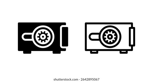 Safe Box Icon Set. A black icon of a safe box, representing security or storage.