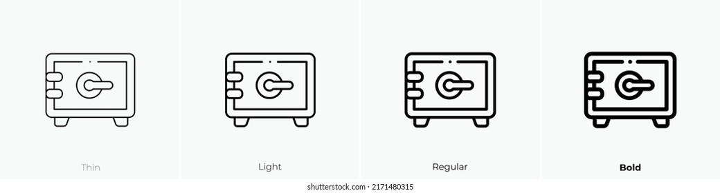 safe box icon. Thin, Light Regular And Bold style design isolated on white background