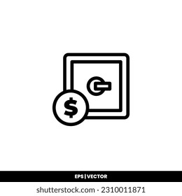 Plantilla de logotipo de ilustración de vector de icono de caja segura para muchos fines. Aislado sobre fondo blanco.