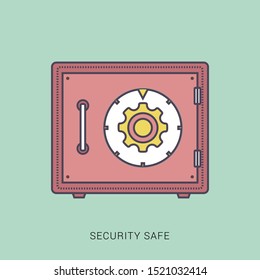 Safe box icon - vector security illustration. solid color with outline concept.
