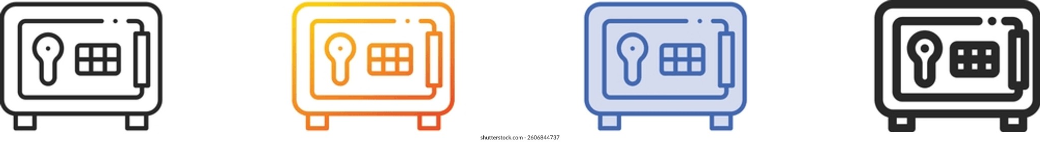 safe box icon.Thin Linear, Gradient, Blue Stroke and bold Style Design Isolated On White Background