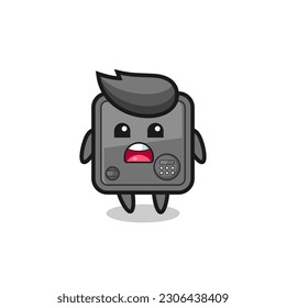 safe box illustration with apologizing expression, saying I am sorry , cute style design for t shirt, sticker, logo element