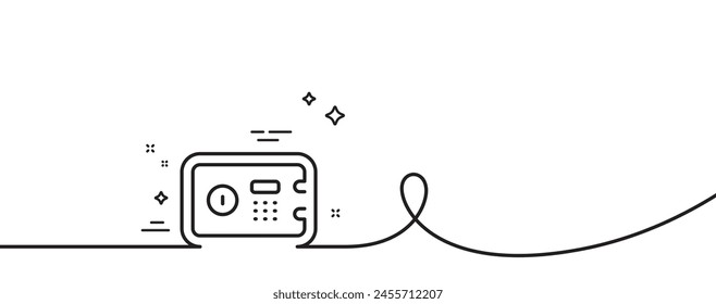 Symbol für sichere Rahmenlinie. Durchgehend eine Zeile mit Curl. Sicheres Einzahlungszeichen. Symbol für Hotelservice. Safe Box Single Outline Ribbon. Loop-Kurvenmuster. Vektorgrafik