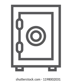 Safe box line icon, deposit and protection, bank box sign, vector graphics, a linear pattern on a white background, eps 10.