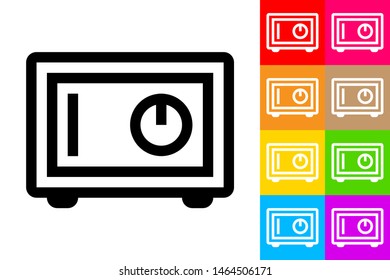 Safe Box. Line Icon With Different Color Background.