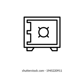 Icono de línea de caja segura. Símbolo vectorial en estilo plano y a la moda sobre fondo blanco. Proteja el dinero cantando para el diseño.