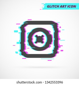 Safe Box Line Sign. Glitch Art Modern Business Vector Icon