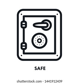 Safe Box Lock. Vector Flat Line Icon Illustration.