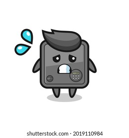 safe box mascot character with afraid gesture , cute style design for t shirt, sticker, logo element