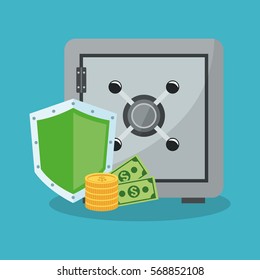 safe box and money items