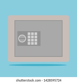 safe box with number pad for security storage on blue background. vector illustration