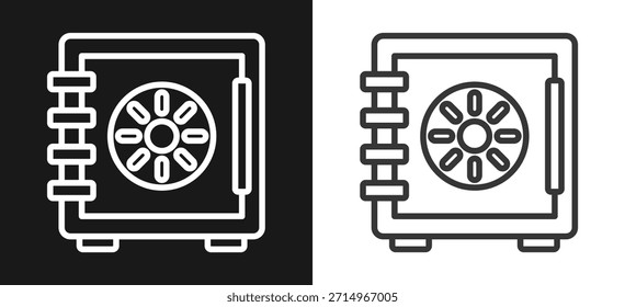 Icono de estilo de contorno de caja fuerte. En La Versión De Fondo En Blanco Y Negro