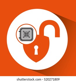 safe box padlock open protection design vector illustration eps 10