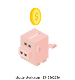 Safe Box Pig Isometric Icon Design Graphic Isometric Element