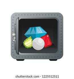 safe box with precious stones