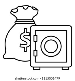 safe box with sack money