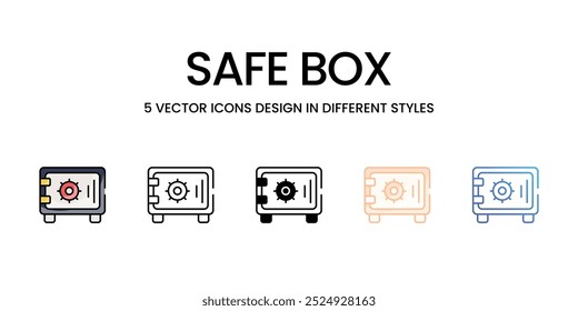 Safe Box vector icons set ready to use stock illustration