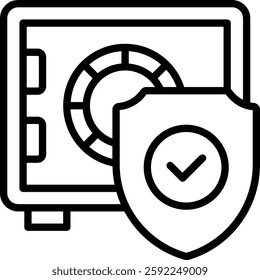 Safe Box Vector for Secure Money Storage. Banking security symbol, financial safety illustration, vault protection concept
