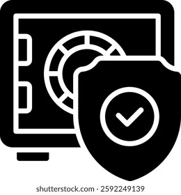 Safe Box Vector for Secure Money Storage. Banking security symbol, financial safety illustration, vault protection concept