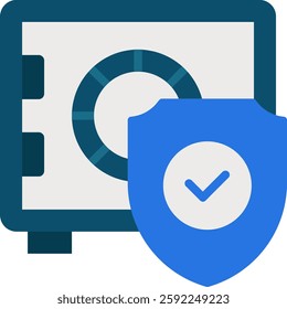 Safe Box Vector for Secure Money Storage. Banking security symbol, financial safety illustration, vault protection concept