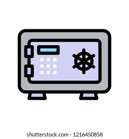 safe box,money related icon set flat design editable outline.