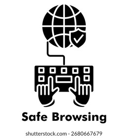 Safe Browsing Icon Glyph Style. Vector Illustration For Graphic Design