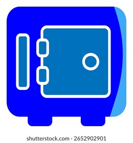 Ein sicheres Schranksymbol, das eine sichere Speichereinheit darstellt, die zum Schutz von Wertsachen, Dokumenten oder Geld verwendet wird.