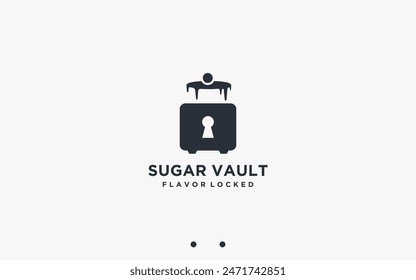 safe with cake logo design vector silhouette illustration
