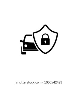 Safe Car Shield. Flat Vector Icon. Simple black symbol on white background