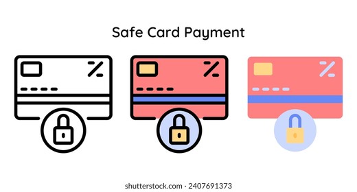 Safe Card Payment Icon Related to Cyber Security, Payment, Credit Card. Line, Line Color, Flat Style