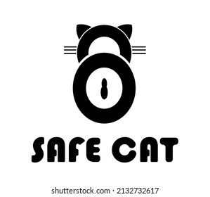 logotipo de gato seguro combinación de un candado y un gato 
