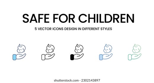 Safe For Children Icon Design in Five style with Editable Stroke. Line, Solid, Flat Line, Duo Tone Color, and Color Gradient Line. Suitable for Web Page, Mobile App, UI, UX and GUI design.