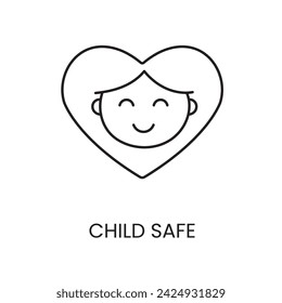 Safe for children line icon in vector with editable stroke for packaging