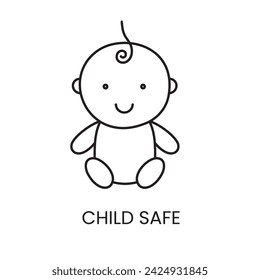 Icono de línea seguro para niños en vector con trazo editable para embalaje