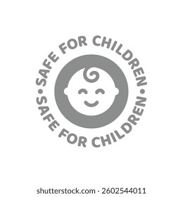 Safe for children product. Suitable, approved for use of children vector label.