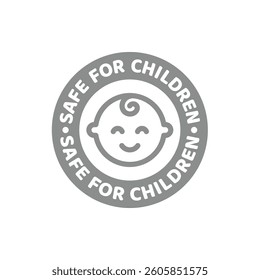 Safe for children product. Suitable, approved for use of children vector label.